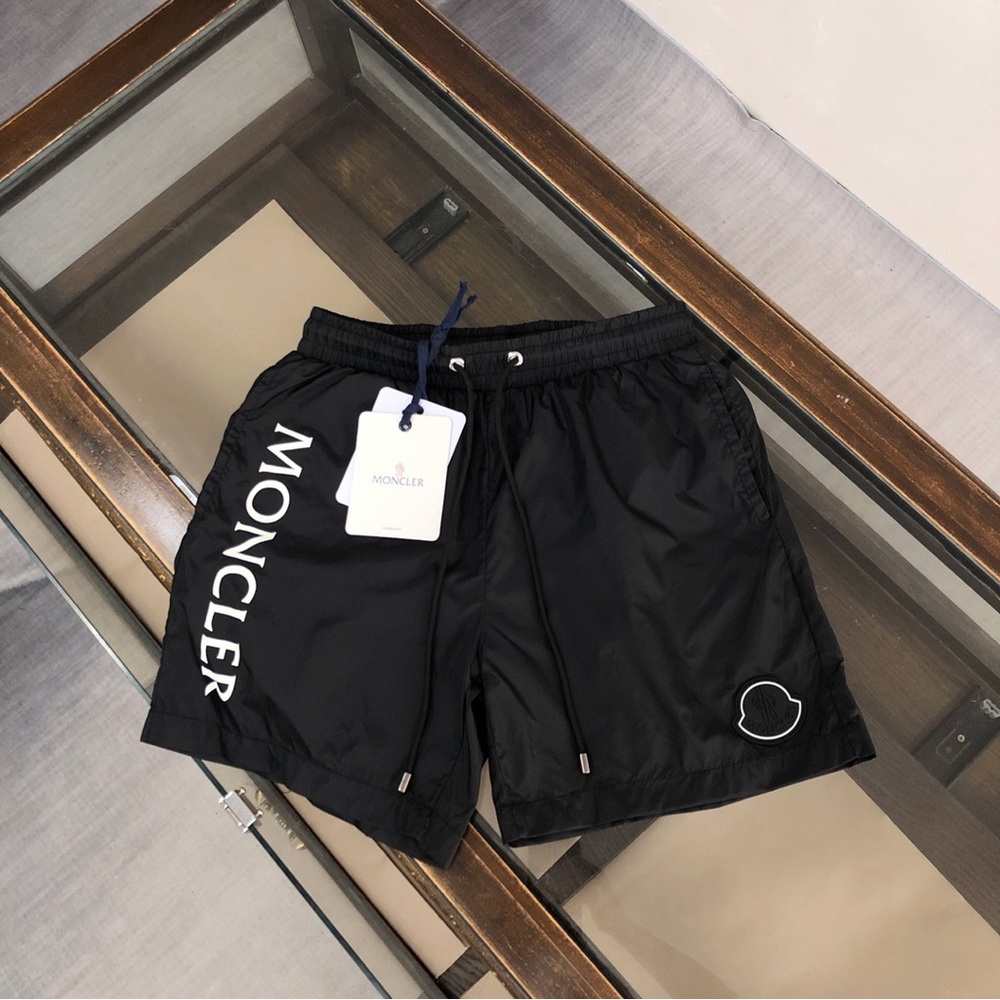 Moncler Black Athletic Swim Shorts with Logo